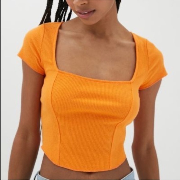 Urban Outfitters Square Neck Tee Orange‎ Size Medium - Picture 6 of 6